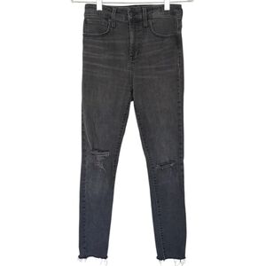 Madewell Curvy High Rise Gray Black Distressed Skinny Jeans Size 26
